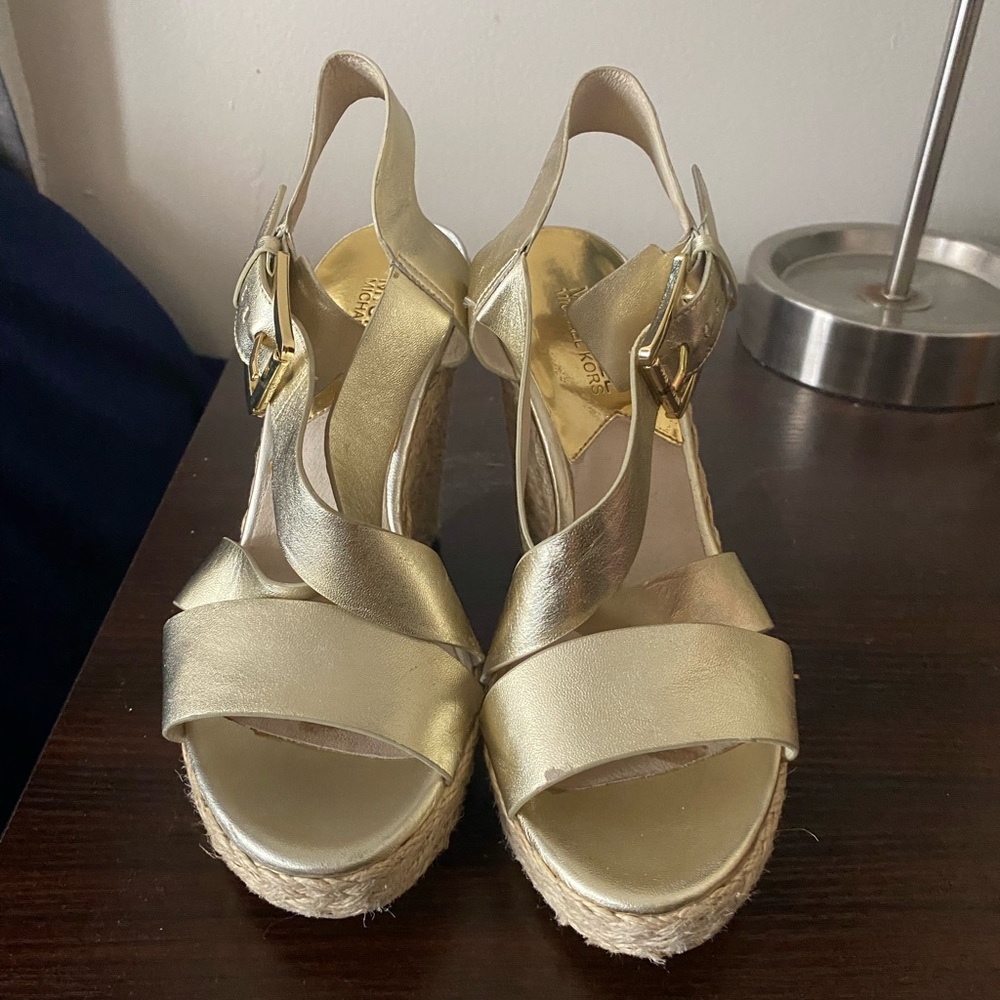 Michael Kors - gold wedges size 6